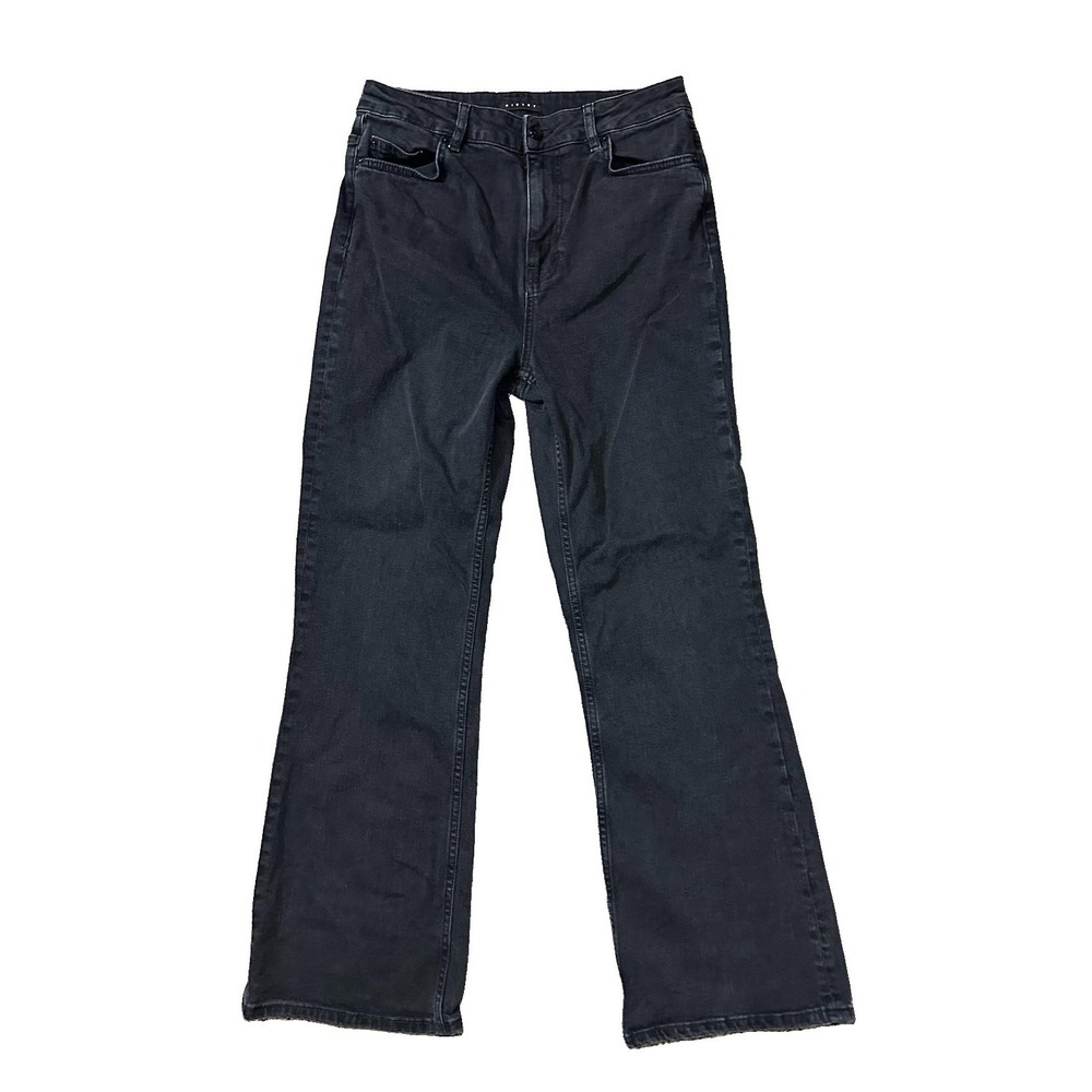 SISLEY‎ Women's 30 Faded Black Boot Cut Flare Denim Jeans Capsule Minimalist